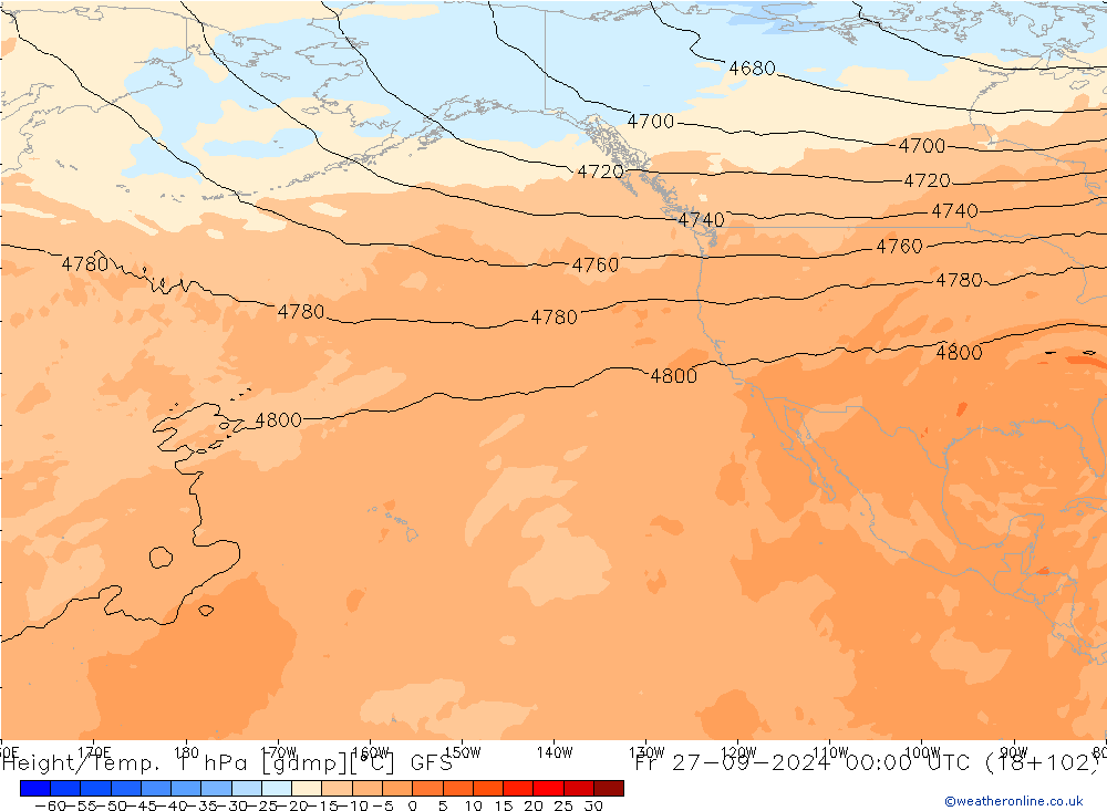 Height/Temp. 1 hPa GFS Sex 27.09.2024 00 UTC