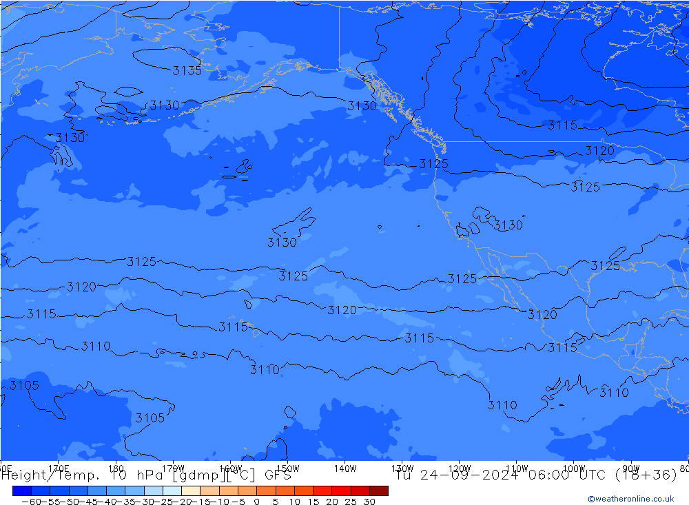 Géop./Temp. 10 hPa GFS mar 24.09.2024 06 UTC