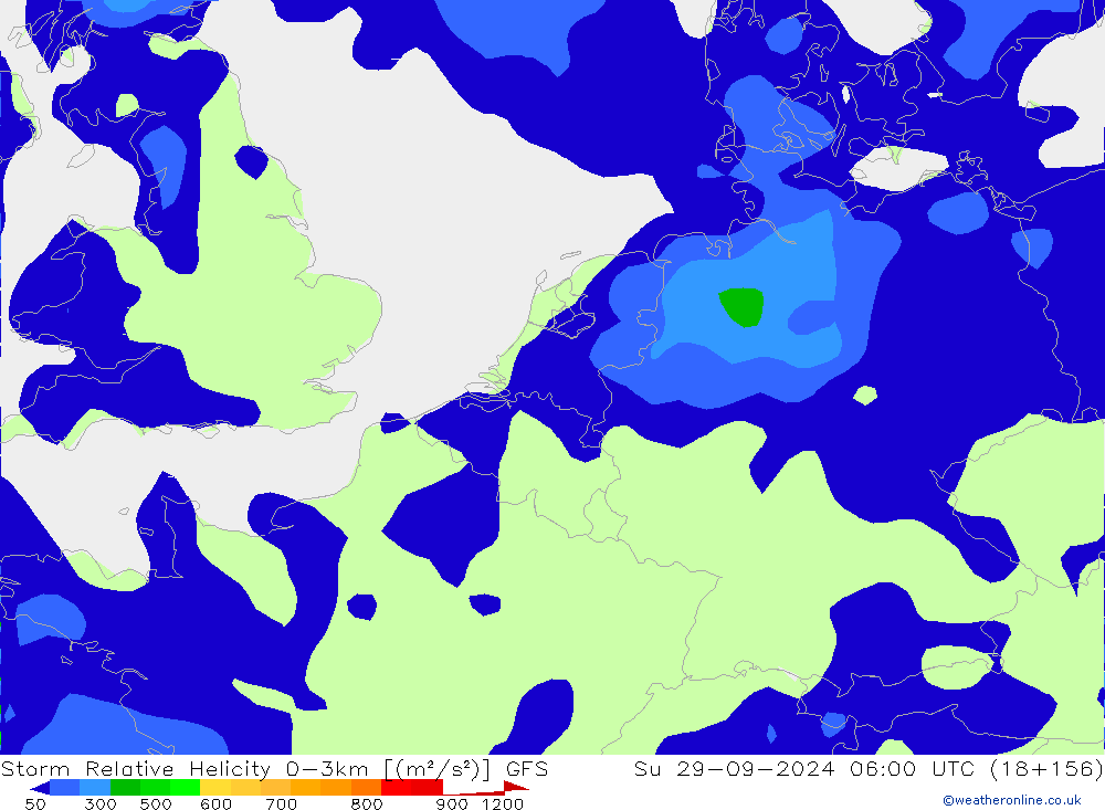 Storm Relative Helicity GFS  29.09.2024 06 UTC