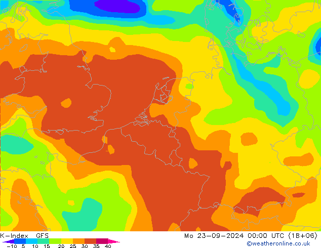 K-Index GFS Mo 23.09.2024 00 UTC