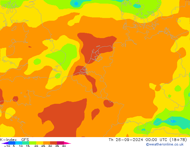 K-Index GFS Čt 26.09.2024 00 UTC