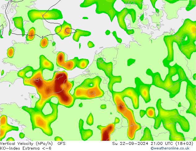 Convection-Index GFS Вс 22.09.2024 21 UTC