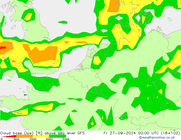 Alçak Bulut Alt Sınırı GFS Cu 27.09.2024 00 UTC