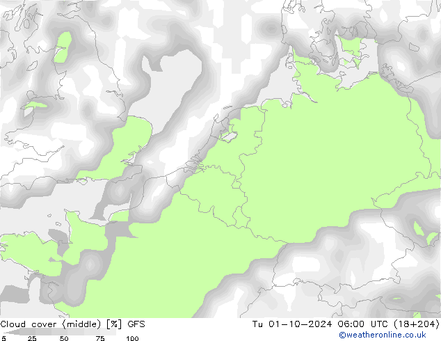 Nubi medie GFS mar 01.10.2024 06 UTC