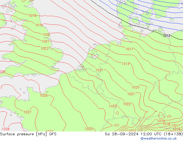 Pressione al suolo GFS sab 28.09.2024 12 UTC