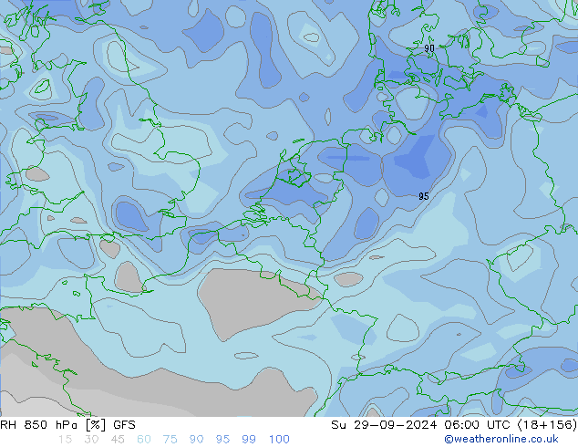 RH 850 hPa GFS Ne 29.09.2024 06 UTC