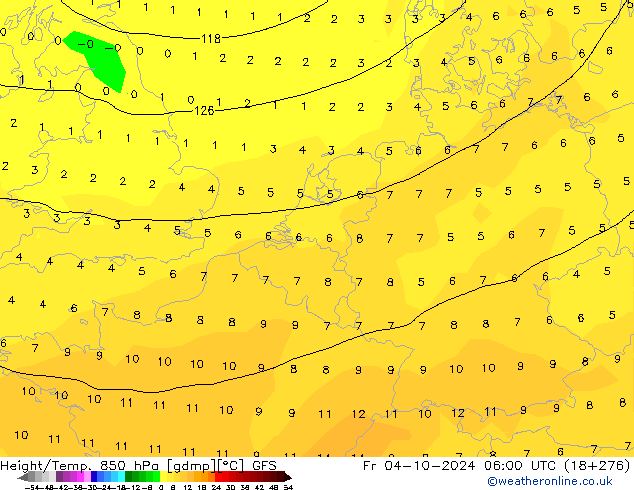 Z500/Rain (+SLP)/Z850 GFS Fr 04.10.2024 06 UTC