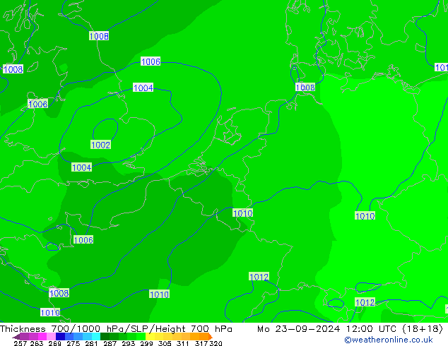 700-1000 hPa Kalınlığı GFS Eylül 2024