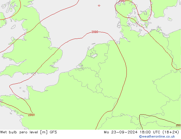 Theta-W Frostgrenze GFS Mo 23.09.2024 18 UTC