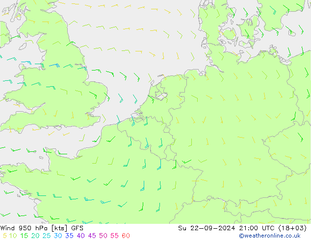 Vento 950 hPa GFS Dom 22.09.2024 21 UTC