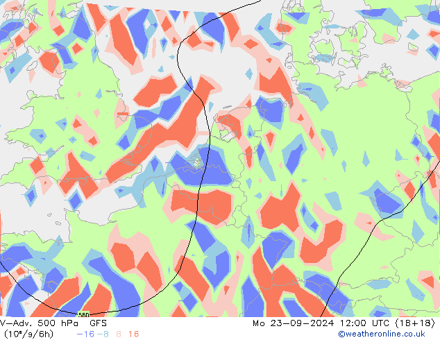 V-Adv. 500 hPa GFS Mo 23.09.2024 12 UTC