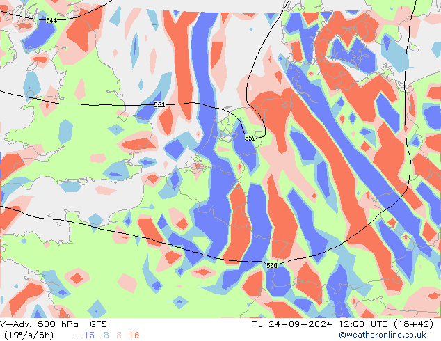 V-Adv. 500 hPa GFS Sa 24.09.2024 12 UTC