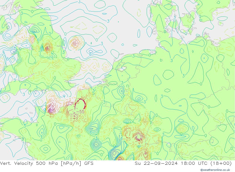 Vert. Velocity 500 hPa GFS Ne 22.09.2024 18 UTC