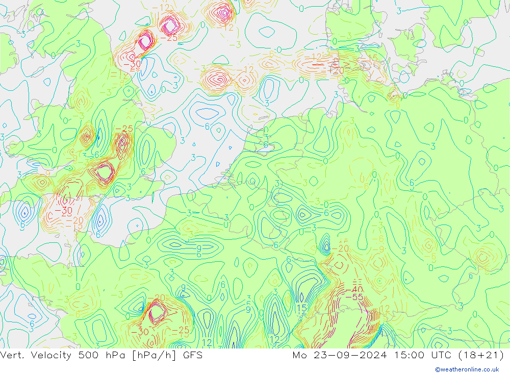 Vert. Velocity 500 hPa GFS Mo 23.09.2024 15 UTC