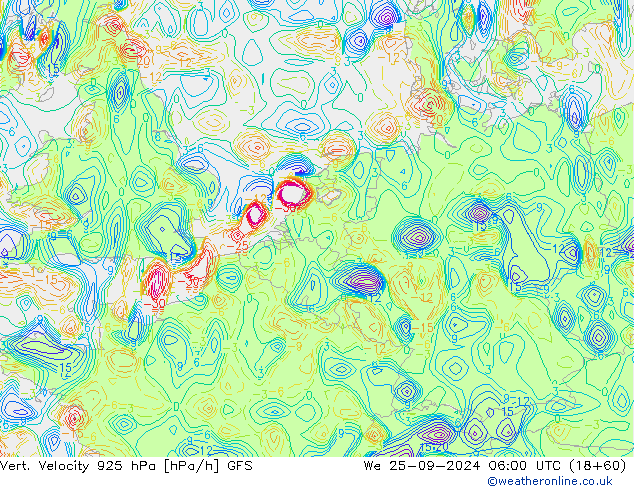 Vert. Velocity 925 hPa GFS mer 25.09.2024 06 UTC