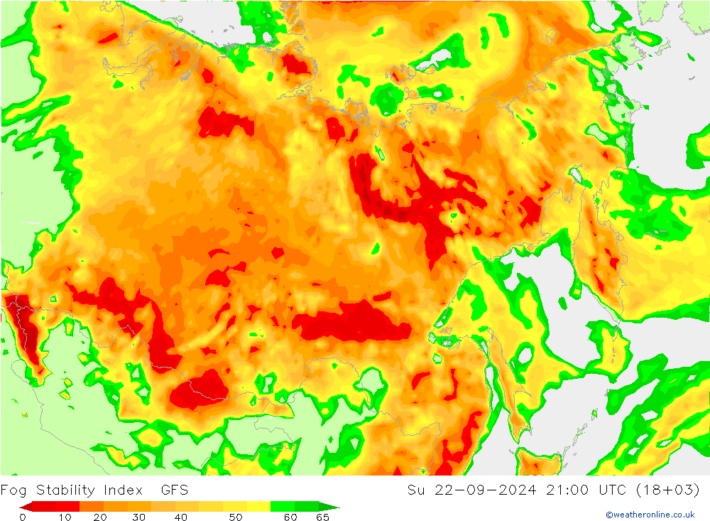 Fog Stability Index GFS dim 22.09.2024 21 UTC