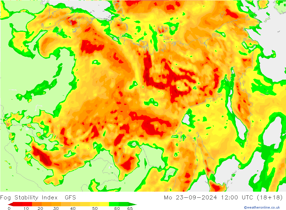 Fog Stability Index GFS lun 23.09.2024 12 UTC