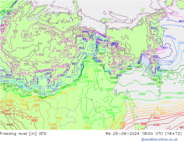 Donma Seviyesi GFS Çar 25.09.2024 18 UTC