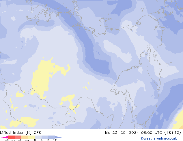 Lifted Index GFS Mo 23.09.2024 06 UTC