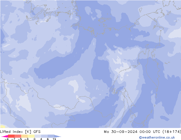 Lifted Index GFS пн 30.09.2024 00 UTC