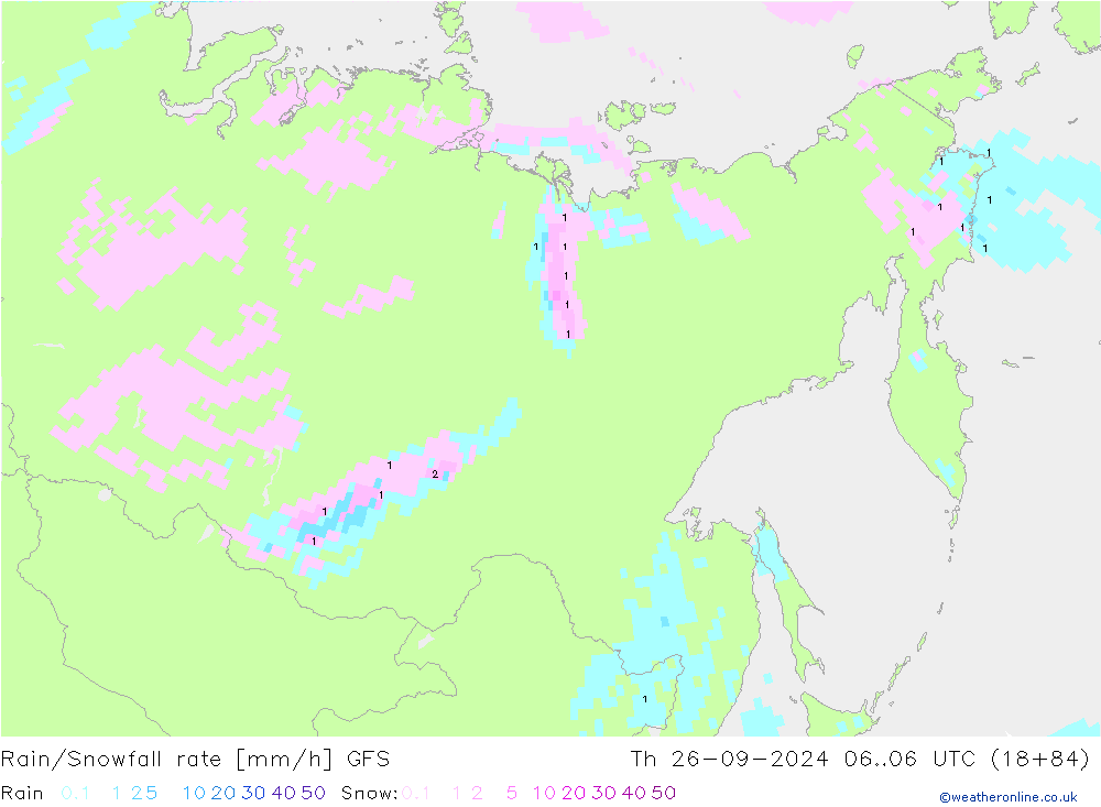 Regen/Sneeuwval GFS do 26.09.2024 06 UTC