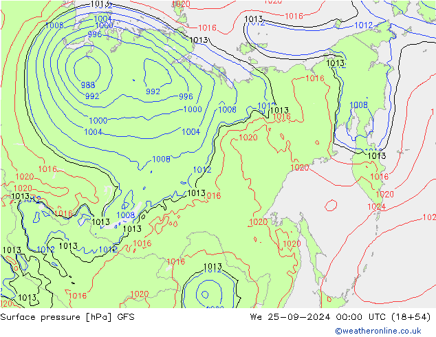 GFS: St 25.09.2024 00 UTC