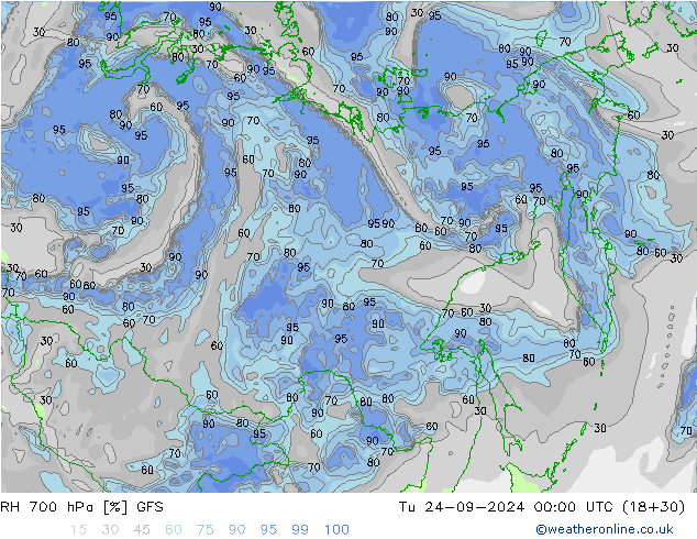 RH 700 hPa GFS Ter 24.09.2024 00 UTC