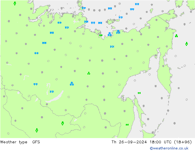 Tipo de precipitación GFS jue 26.09.2024 18 UTC