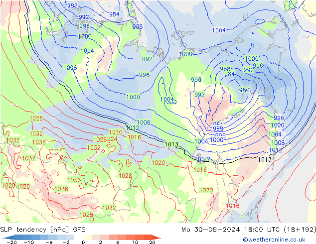 Drucktendenz GFS Mo 30.09.2024 18 UTC