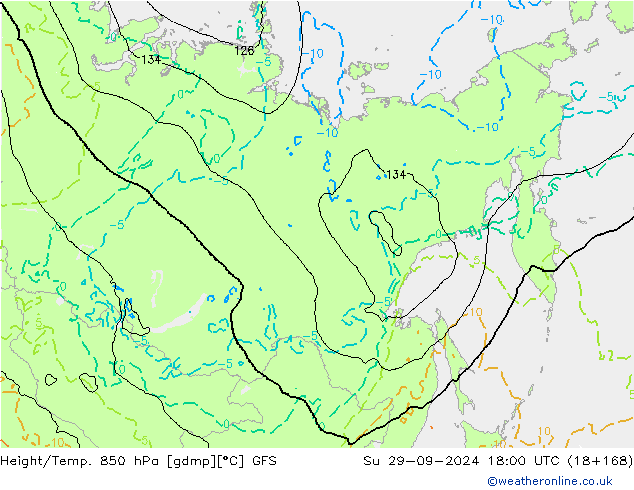 Z500/Rain (+SLP)/Z850 GFS Su 29.09.2024 18 UTC