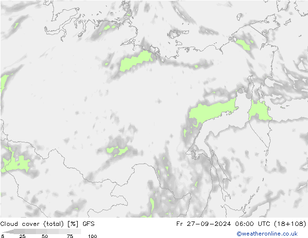 Bewolking (Totaal) GFS vr 27.09.2024 06 UTC