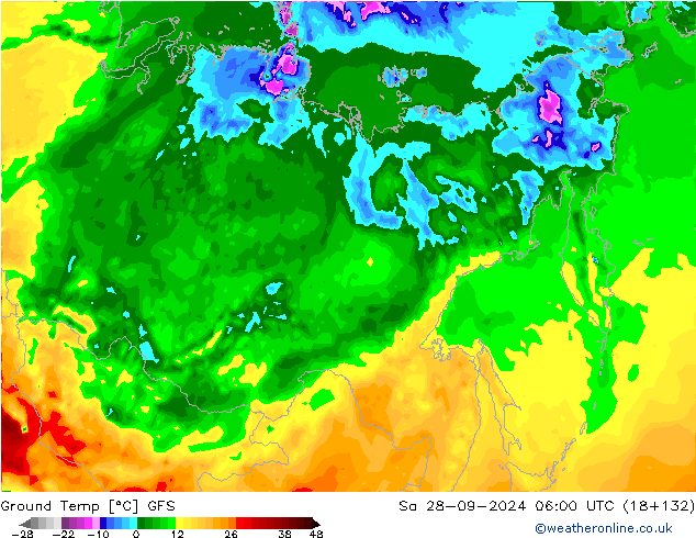 Ground Temp GFS Sa 28.09.2024 06 UTC