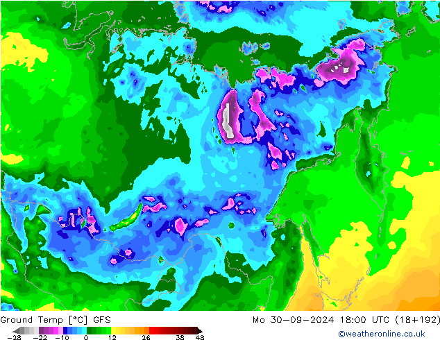 Ground Temp GFS Mo 30.09.2024 18 UTC