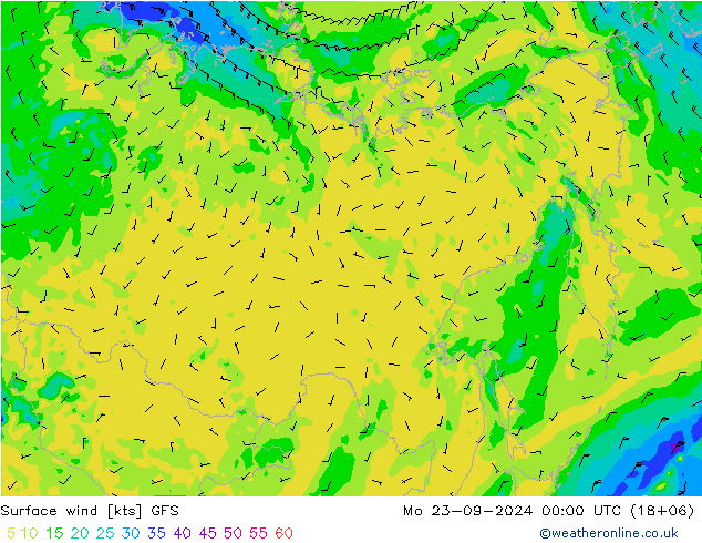 Bodenwind GFS Mo 23.09.2024 00 UTC