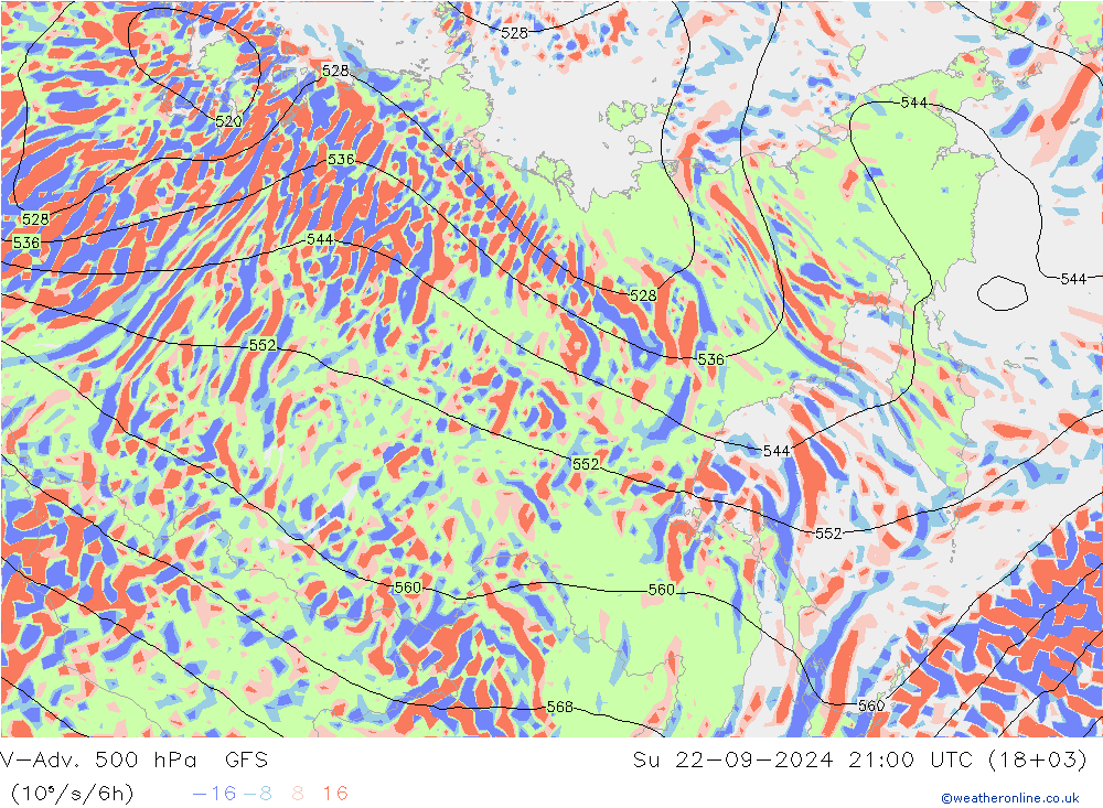 V-Adv. 500 hPa GFS Ne 22.09.2024 21 UTC