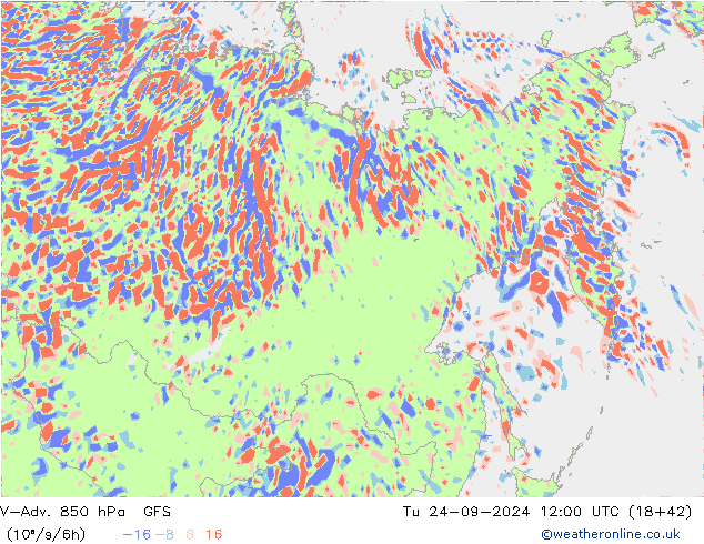 V-Adv. 850 hPa GFS Tu 24.09.2024 12 UTC