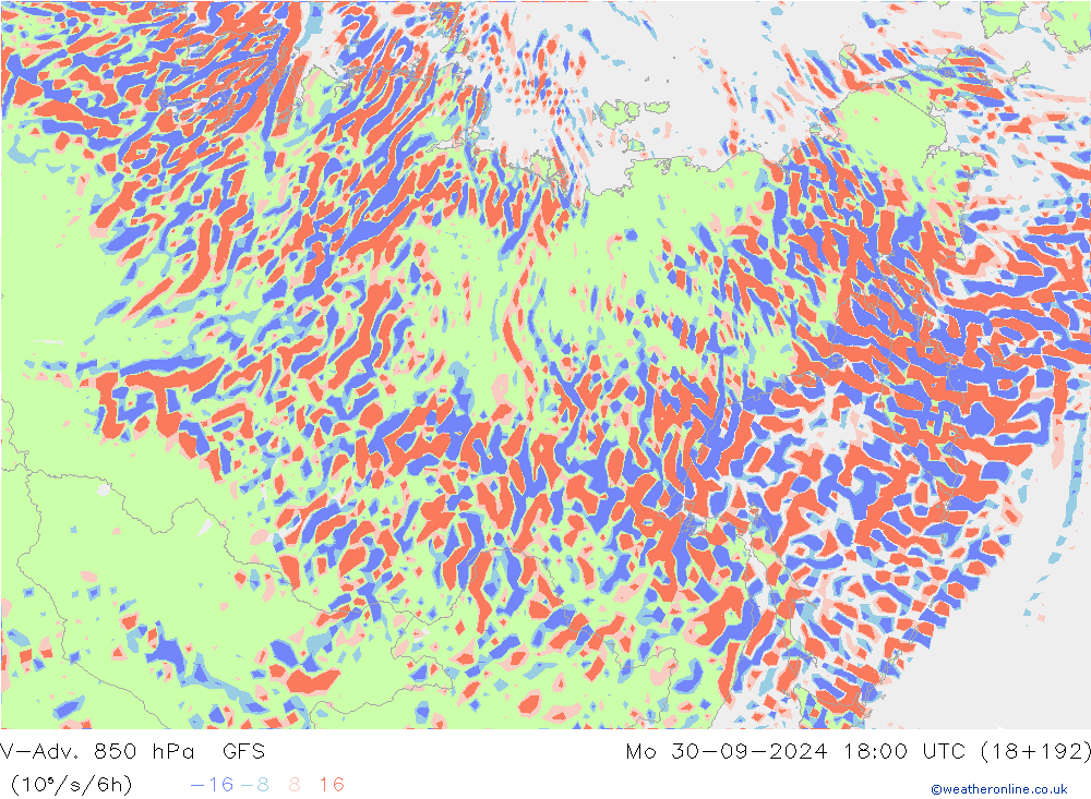 V-Adv. 850 hPa GFS Mo 30.09.2024 18 UTC