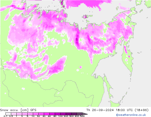 Snow accu. GFS jue 26.09.2024 18 UTC