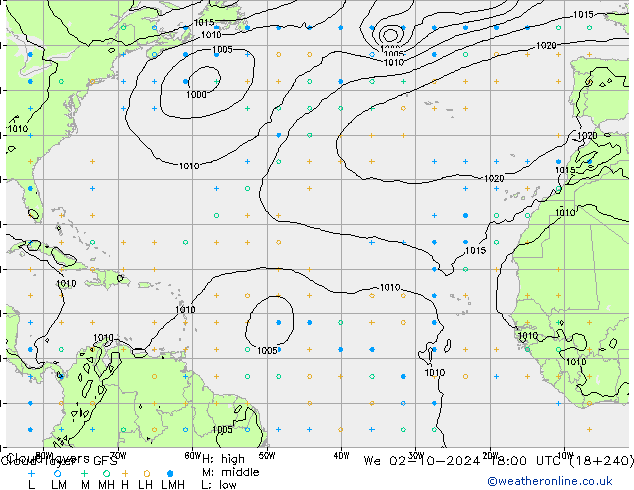 Wolkenlagen GFS wo 02.10.2024 18 UTC