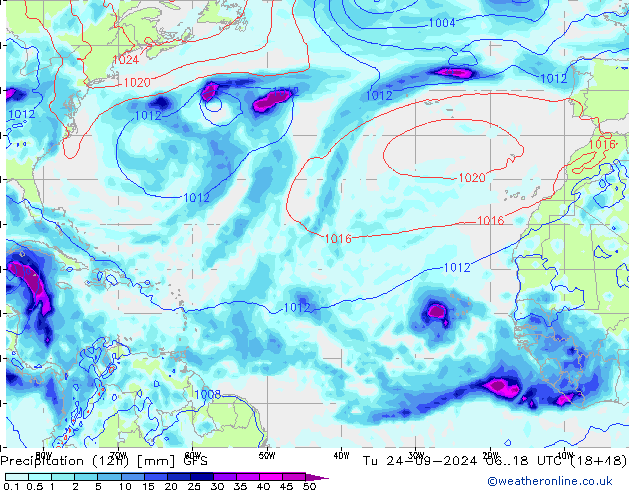 opad (12h) GFS wto. 24.09.2024 18 UTC