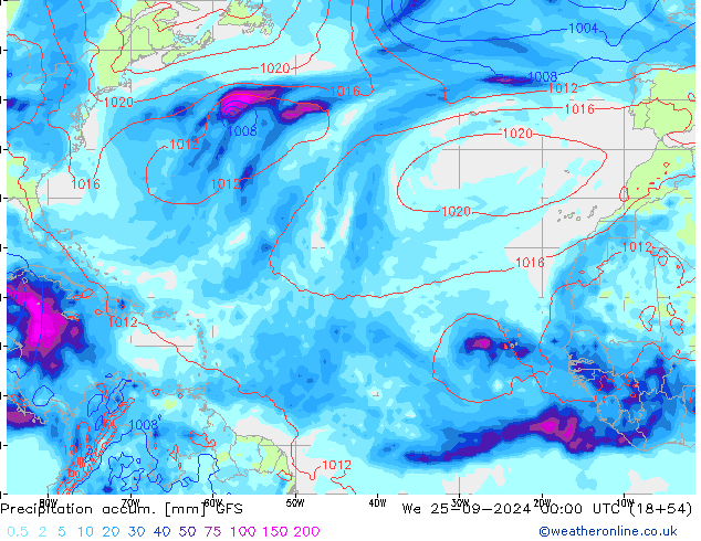 Precipitation accum. GFS ср 25.09.2024 00 UTC