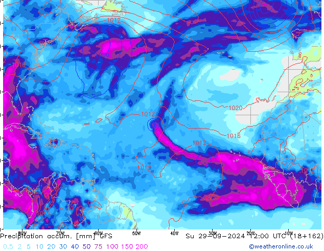 Precipitation accum. GFS Su 29.09.2024 12 UTC