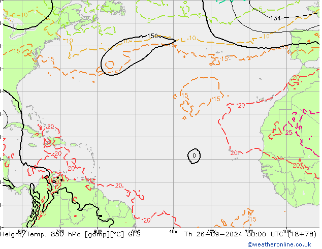 Z500/Rain (+SLP)/Z850 GFS чт 26.09.2024 00 UTC