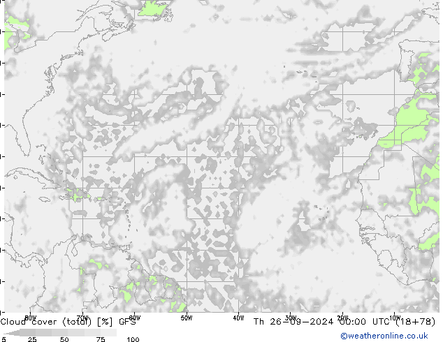 Cloud cover (total) GFS Th 26.09.2024 00 UTC