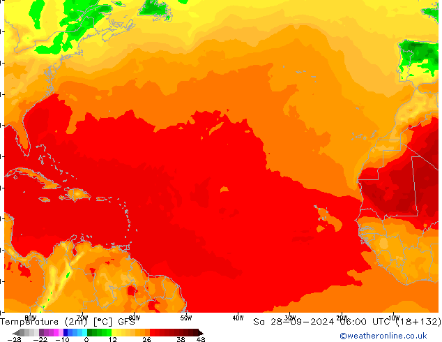 Temperaturkarte (2m) GFS Sa 28.09.2024 06 UTC