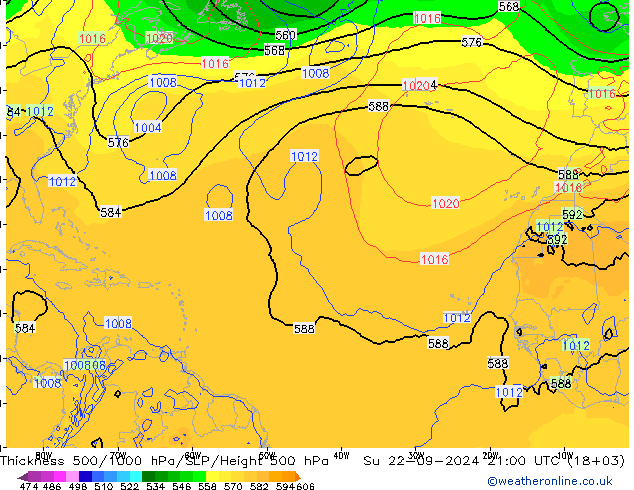 Thck 500-1000hPa GFS Su 22.09.2024 21 UTC