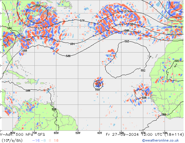 V-Adv. 500 hPa GFS Fr 27.09.2024 12 UTC