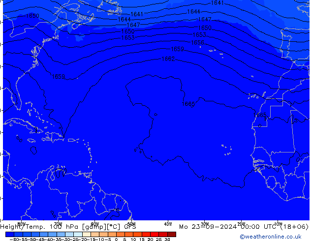 Height/Temp. 100 hPa GFS Po 23.09.2024 00 UTC