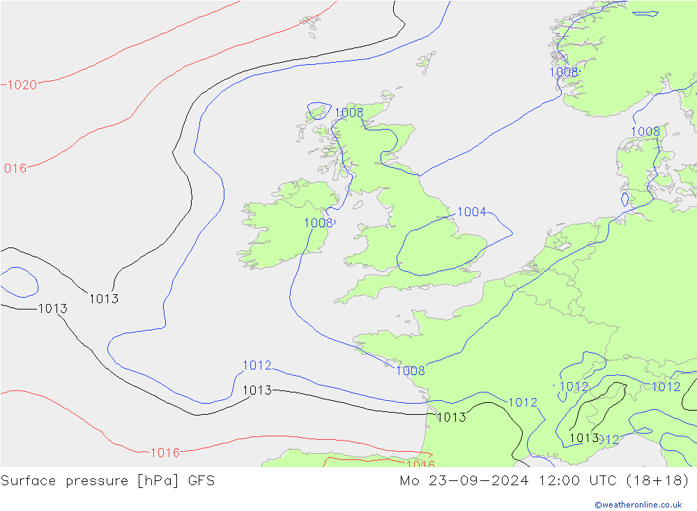 Surface pressure GFS Mo 23.09.2024 12 UTC