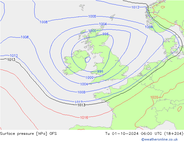 GFS: wto. 01.10.2024 06 UTC